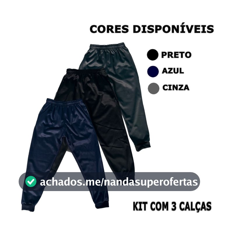 Kit Com 3 Calças Infantil Juvenil De Frio Flanelada Inverno Volta Aulas Escolar Jogger Menino Tamanhos 2 ao 16