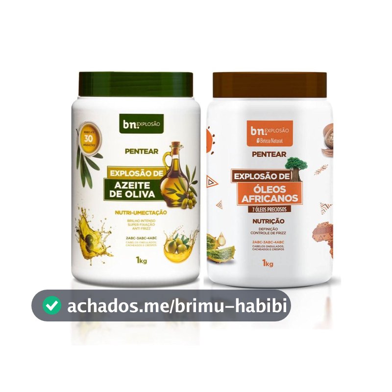 Kit Creme De Pentear Cachos Óleos Africanos 1kg + Creme Pentear Azeite De Oliva 1kg