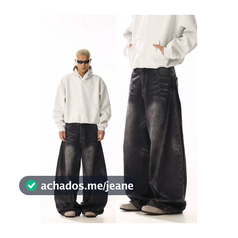 Americano Retro gato bigode preto Jeans masculino angustiado High Street solto Casual calças de perna larga feminino