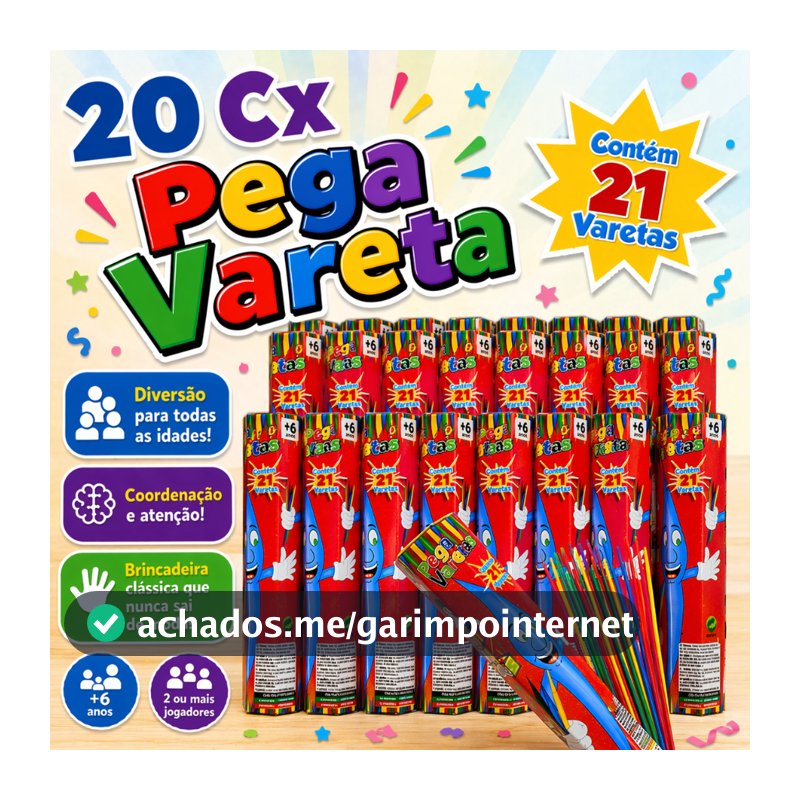 20 cx Jogo Pega Vareta Brinquedo p/ Kit Festa Lembrancinha Educativo Educativo Didatico Infantil
