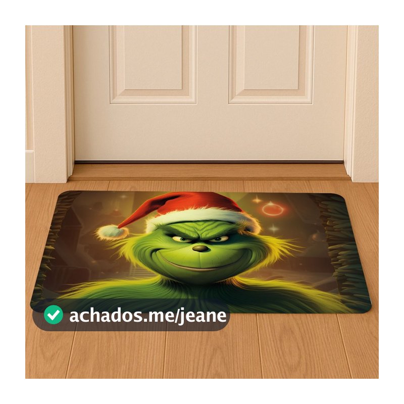 Tapete Decorativo Natalino Grinch Divertido Capacho Antiderrapante para Entrada e Casa Festiva