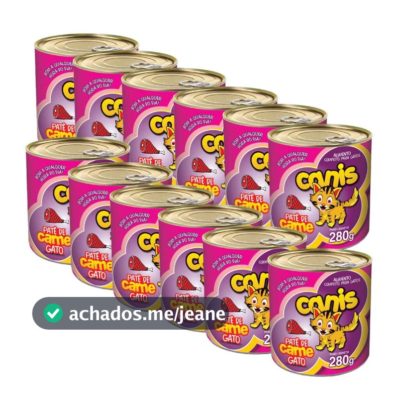 Kit Patê Para Gato Canis Sabor Carne 280g 12un