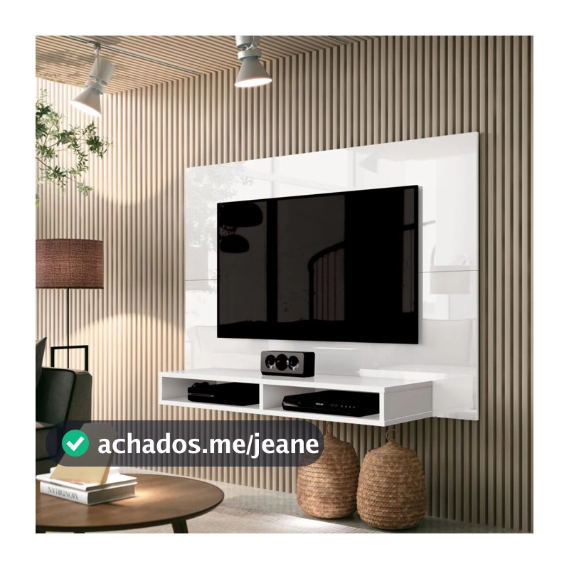 Painel para TV até 43" Polegadas Branco Fow New com Nicho em MDP Acabamento UV EDN Móveis
