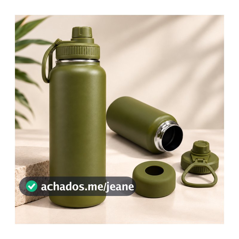Garrafa Inox Térmica 350ML/600ML/800ML/1000ML Com Capinha Protetora De Silicone Antiderrapante