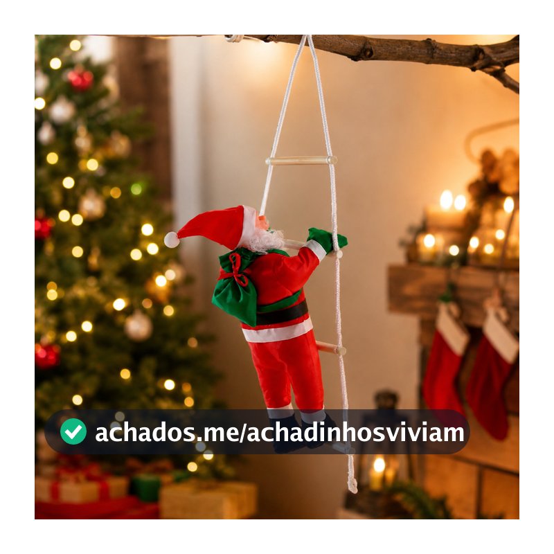 Papai Noel Escalador 30 40 60cm na Escada Enfeite Natalino para Porta Janela Parede Decoração de Natal