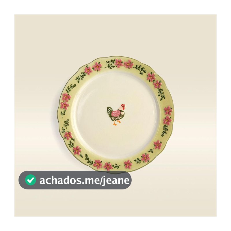 Prato de Sobremesa Galinha Cerâmica 17cm - A\CASA