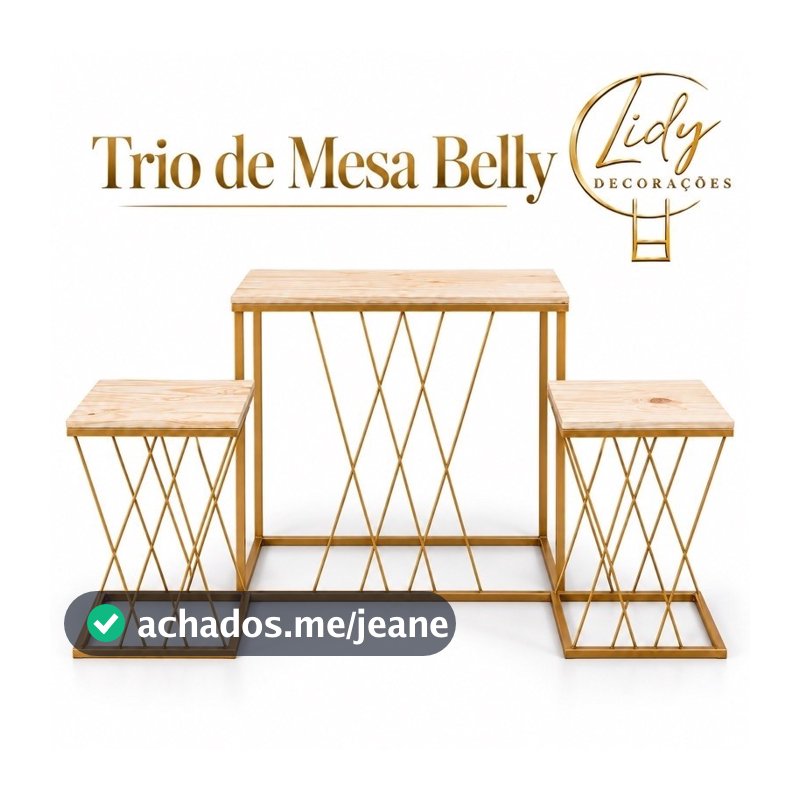 Trio de belly Treliça Dourado - Design Rústico, Estrutura Robusta, Versátil para Festas