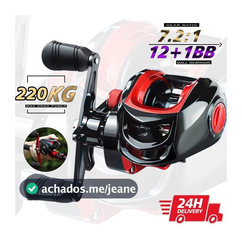 220Kg Carretilha De Pesca Cana De Pesca Molinete Magnético12 + 1BB Baitcasting Fishing Reel