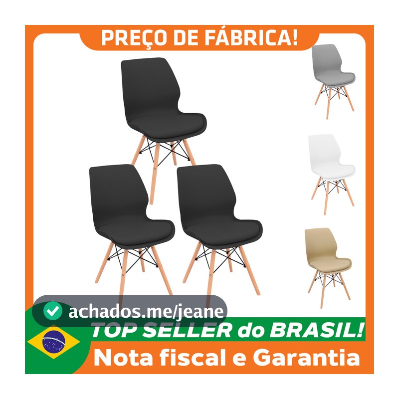 Kit 3 Cadeiras Charles Eames Rubi Sili Eiffel