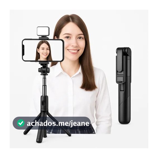 Bastão Tripé de Selfie com LED e Controle Remoto Bluetooth Celular EL-7005
