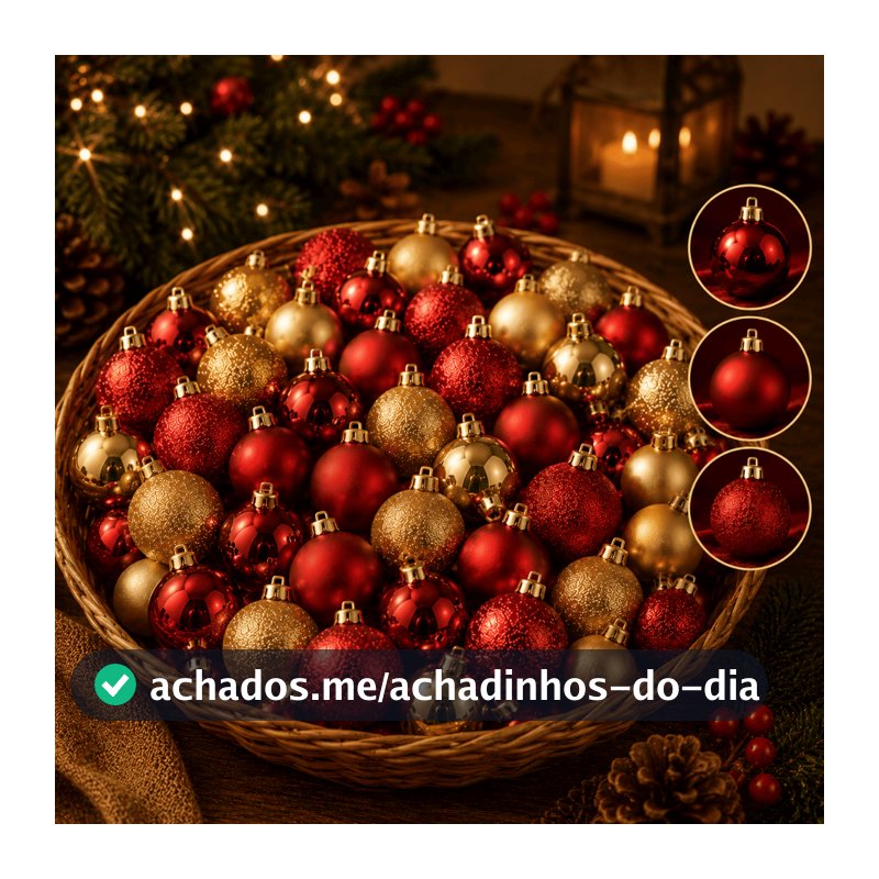 Bolinhas de Natal Vermelho e Dourado 4cm 5cm 6cm 7cm e 8cm