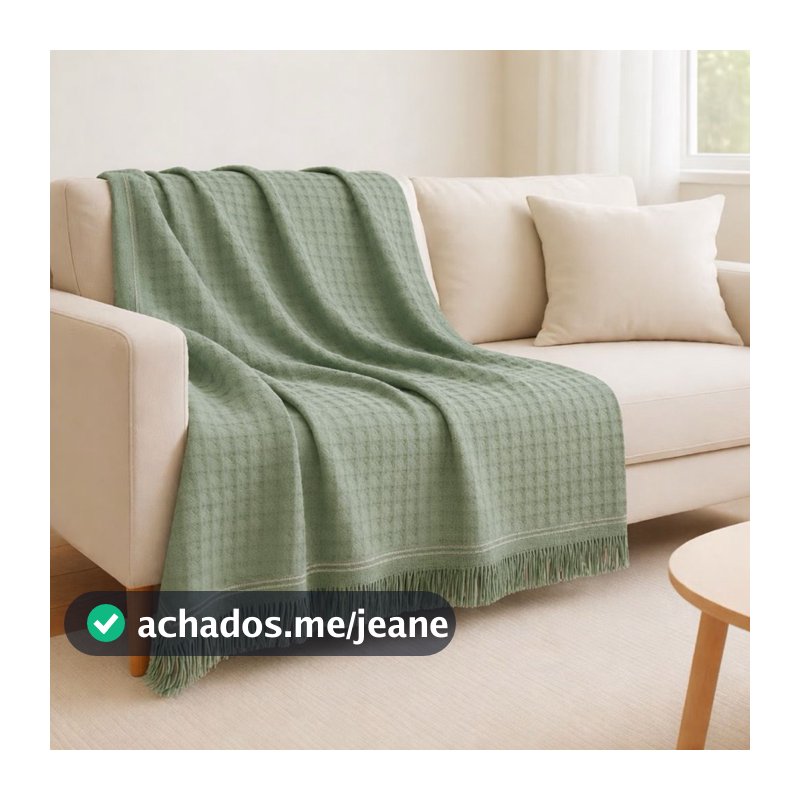 Manta Para Sofá 100% Algodão Piquet 1,50x2,40 com Franjas Decorativa Sala Cama