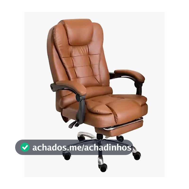 Cadeira Presidente Com Pontos De Massagem Couro Descanso Pé