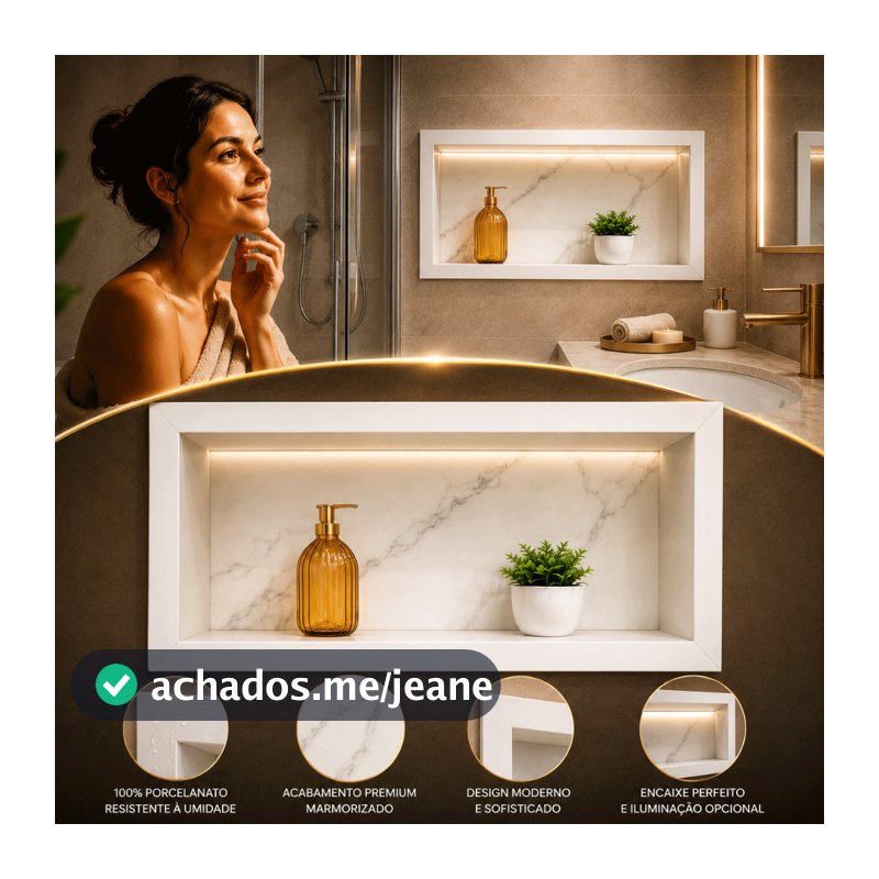 Nicho para Banheiro 60x30cm Nicho de Parede Saboneteira para Banheiro de Parede Nicho Banheiro