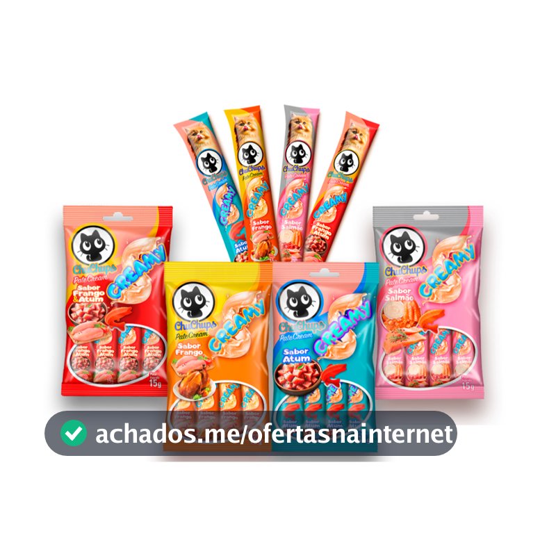 Petisco Para Gatos ChuChups Cream 1 cartela com 4 tubos de 15g Tipo Churu e Truly