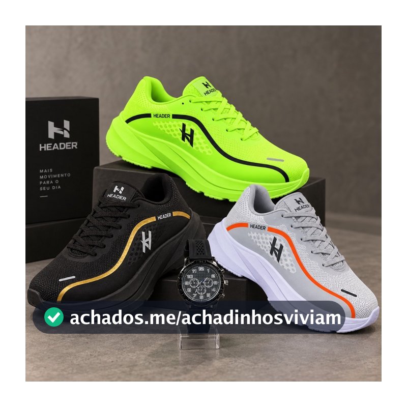 Kit 3 Tênis Avanger Header Masculino Casual Esporte + Rélogio Masculino