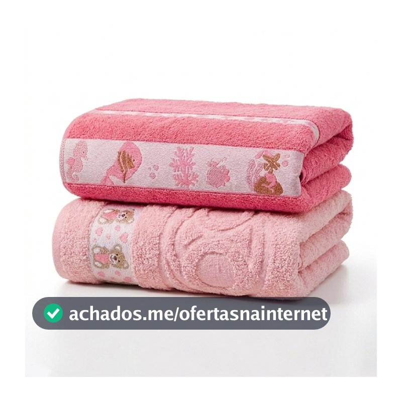 Kit 2 Toalha Infantil Banho Bebe 100% Algodão Macia Grande Enxoval Bebe Luxo