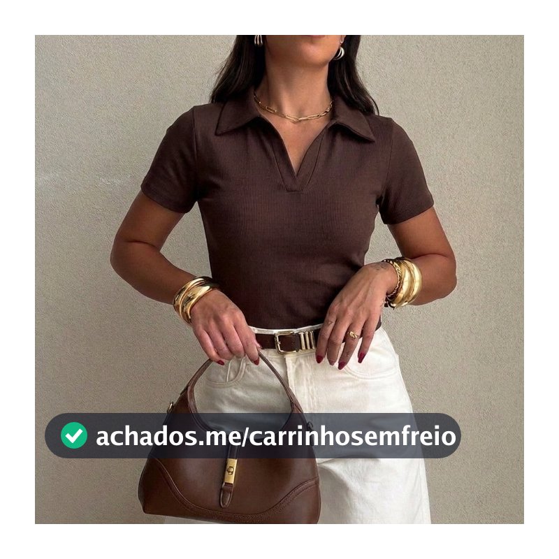 Blusa Feminina Gola Polo Ribana Canelada Premium Elegante Casual Estilosa