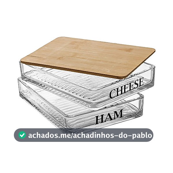PORTA FRIOS COM TAMPA DE BAMBU BASIC 20CM X 15CM X 8CM VIDRO Wolff