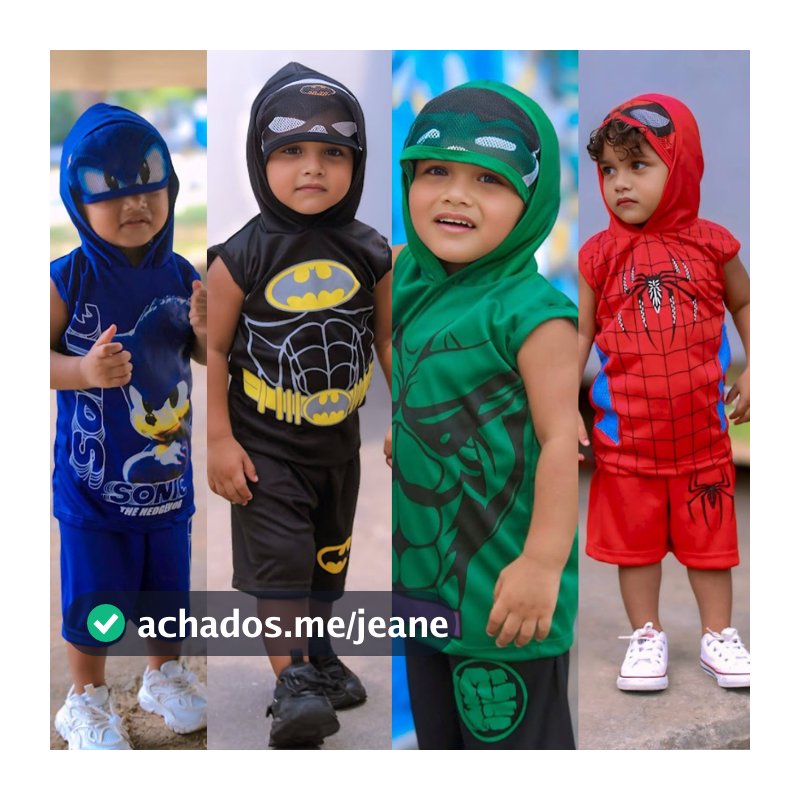 Conjunto Infantil Personagem Homem Aranha Verão Fantasia Sonic Camisa e Bermuda