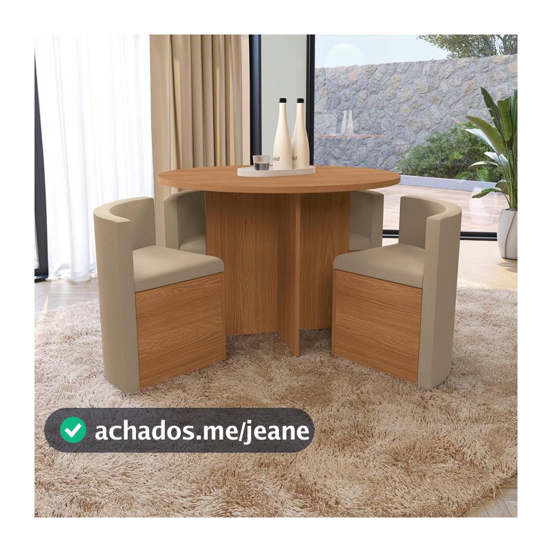 Conjunto Sala de Jantar Nira Kappesberg 4 Cadeiras Veludo Bege