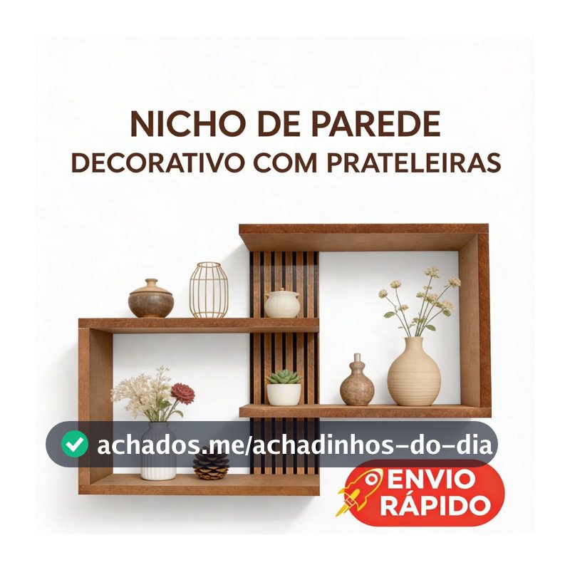 Nicho Parede MDF CRU Prateleira Decorativa Estante Suspensa Sala Tv Quarto Cozinha Escritório Decoração