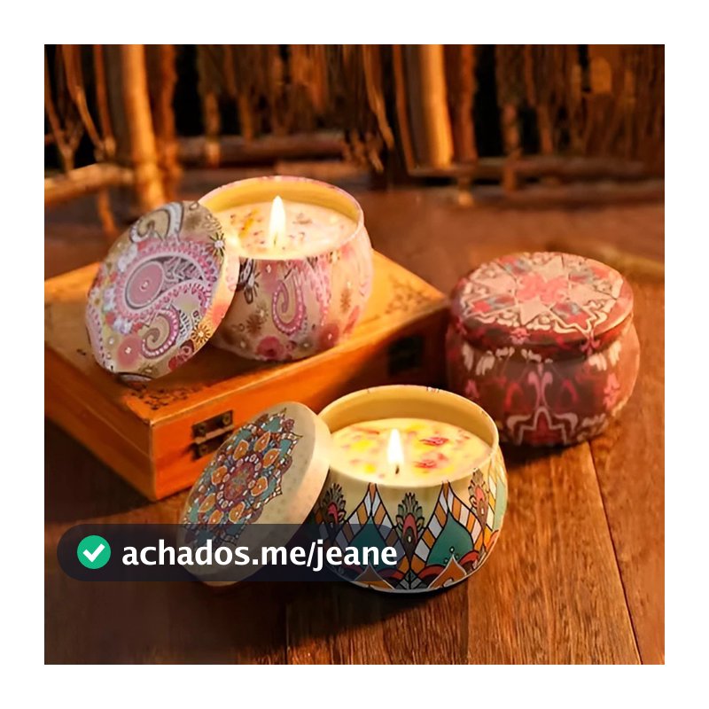 Vela Aromática Artesanal Perfumada Variada Caixinha  Metal Zodiacos c/ Tampa JHl