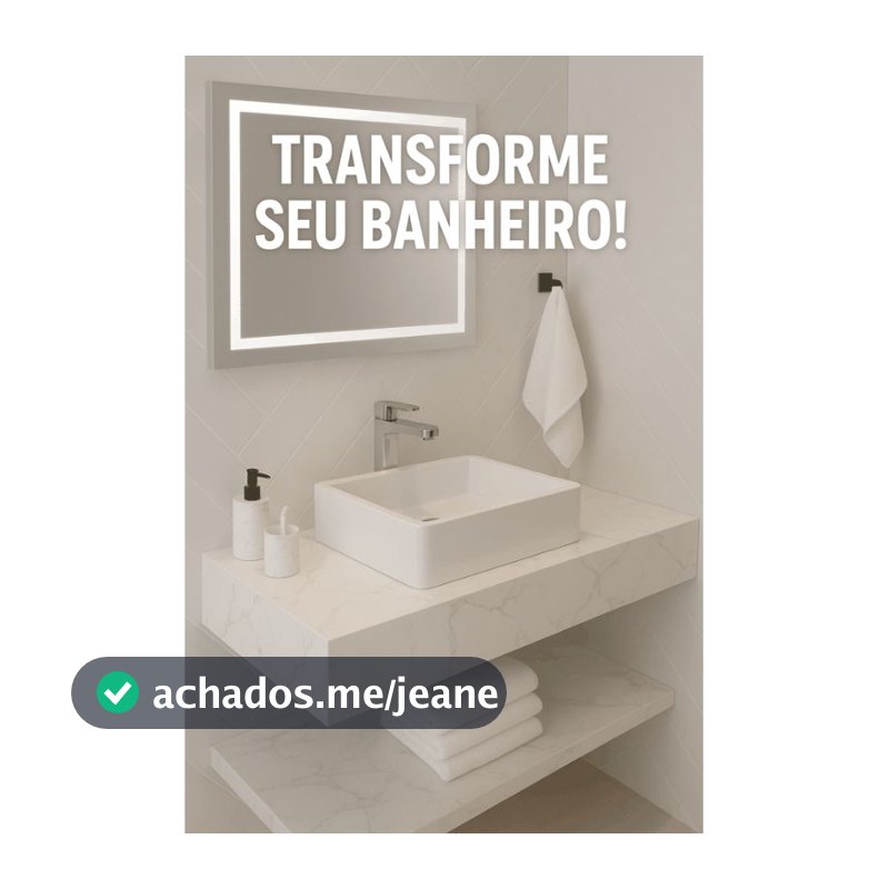 Pia Bancada em Porcelanato Branco Calacata HD 60x40 + Prateleira Grátis – Acabamento de Luxo 45°