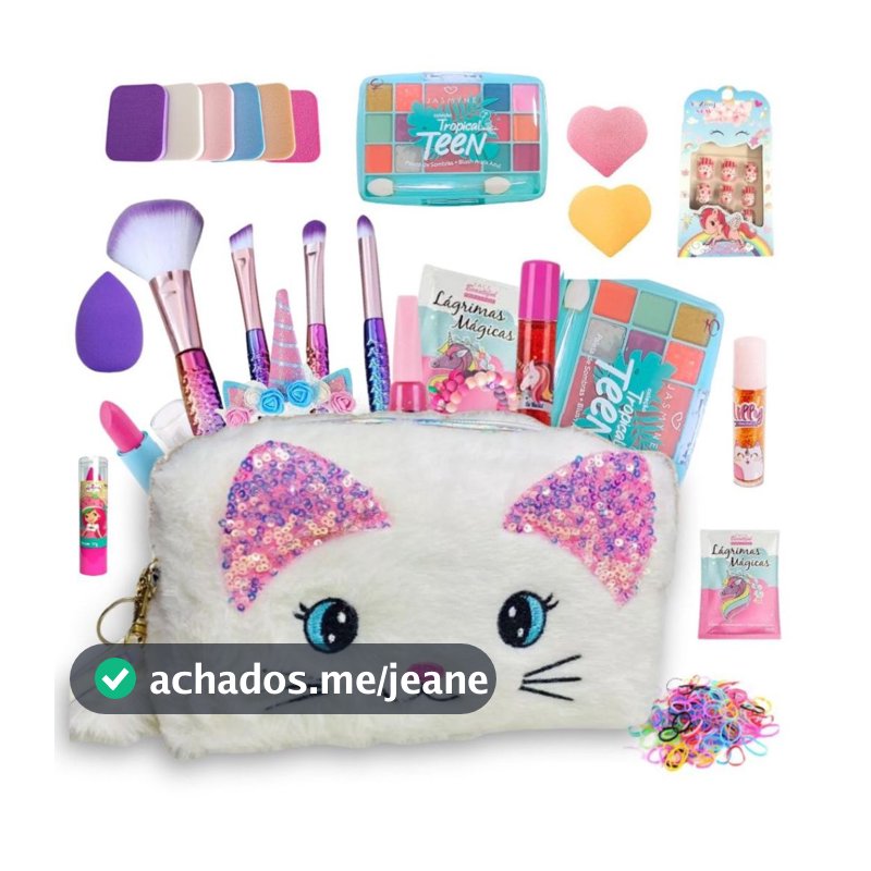 Kit Estojo de maquiagem infantil 11 itens + Necessaire linda