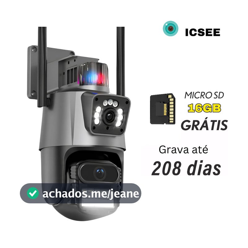Camera Segurança Externa Lente Dupla 4k 6mp Sirene Policial, com sirene policia + MICROSD 16GB