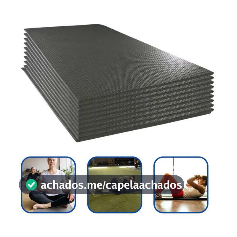Colchonete Eva Antiderrapante Academia Yoga 100x50cm 10mm Preto Qualidade Premium Envio Imediato