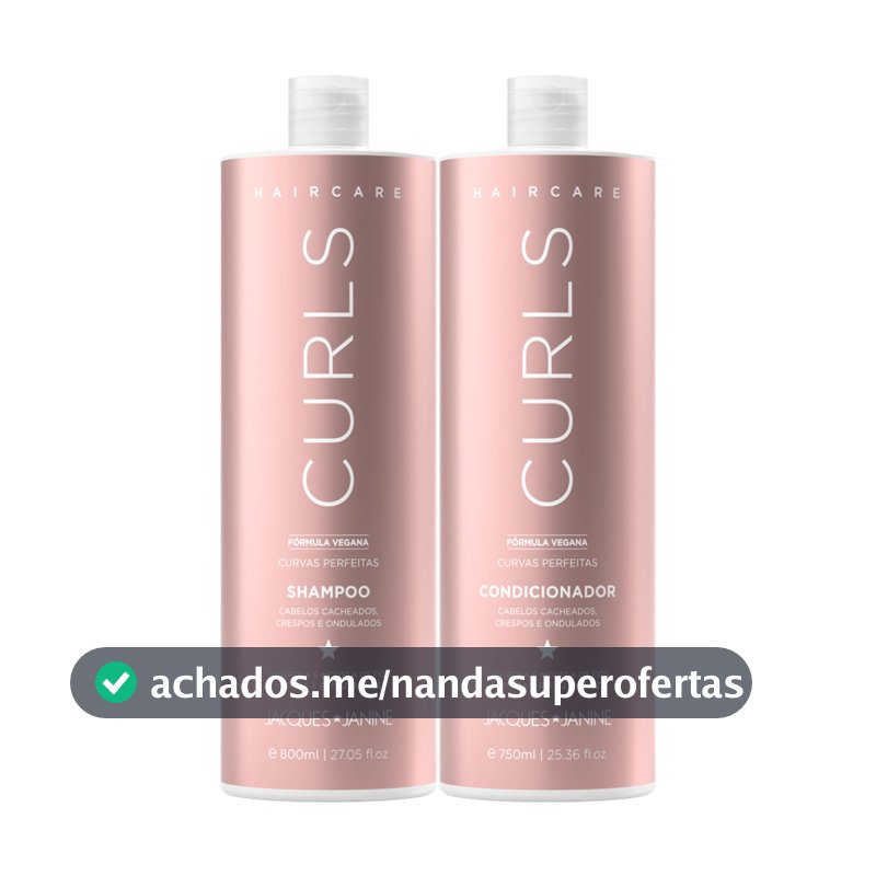 Kit Hair Care Curls Jacques Janine Shampoo 800ml Sem Sal + Condicionador Leave-in 750ml Cacheados Crespos Ondulados