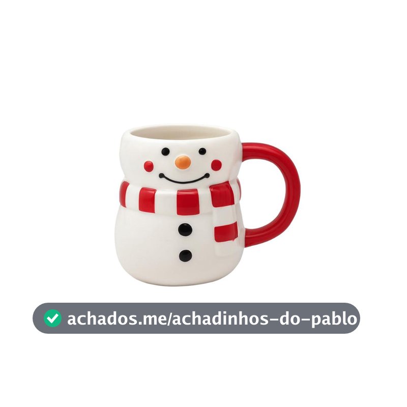 Caneca em Cerâmica Natalina Snowman Boneco de Neve 330ml