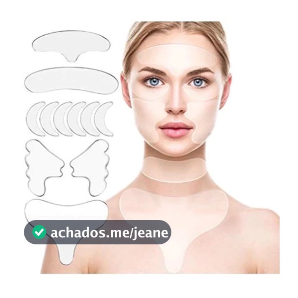 adesivo anti rugas Kit 16 Peças Reutilizável para Rosto Adesivo Fita Gel Silicone Anti-rugas Linhas Faciais