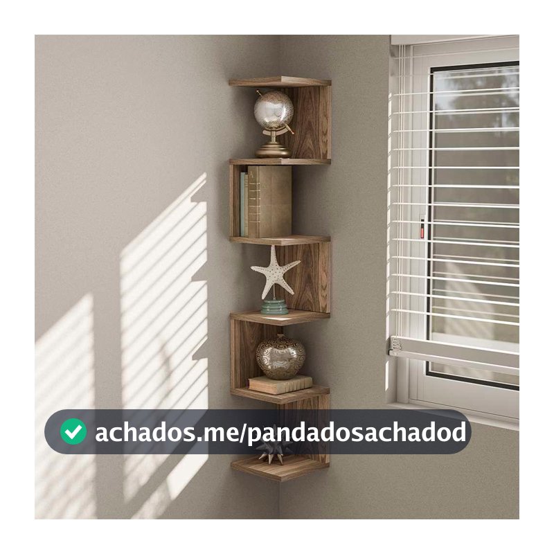 Prateleira de Canto Lyra 5 Nichos Decorativos Freijó para Sala Quarto Livros