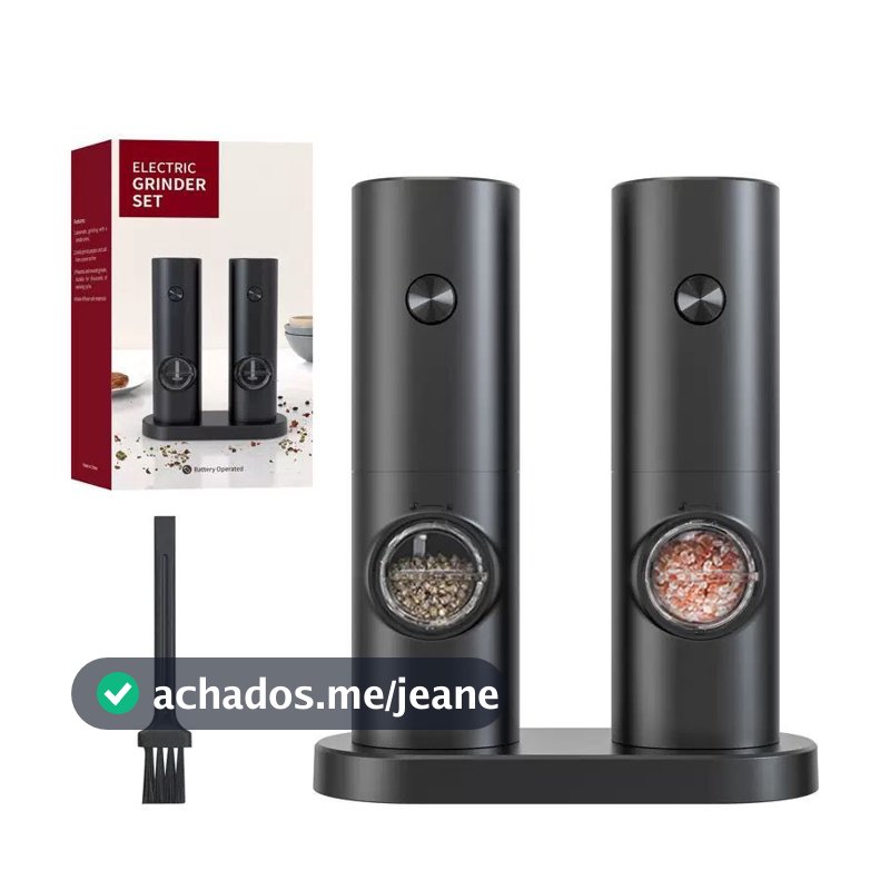 Kit Moedor Elétrico de Sal e Pimenta Premium - Ajustável e Automático A Base de Pilhas