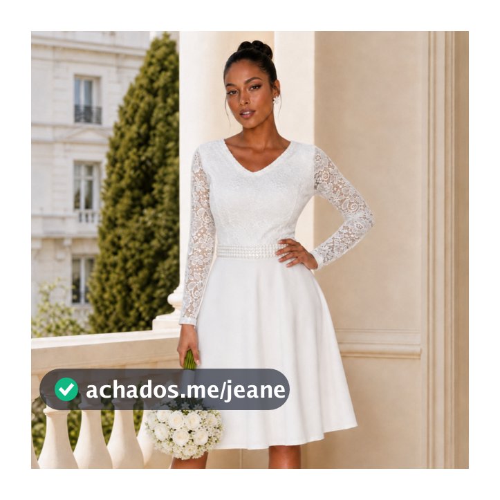 Vestido de Noiva Midi Casamento Branco