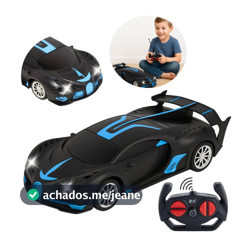 Carrinho De Controle Remoto Preto Com Farol Linha Premium Top