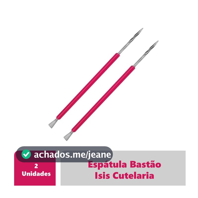 2 Espátulas Bastão ''Mista'' Unha Inox Com Silicone - Isis Cutelaria - Rosa