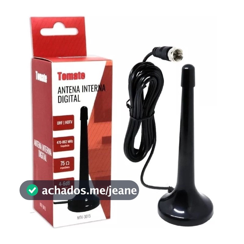 Mini Antena Digital Interna Tomate MTV-3015 HDTV UHF para TV Digital Full HD Compatível com Smart TV e Conversor Digital