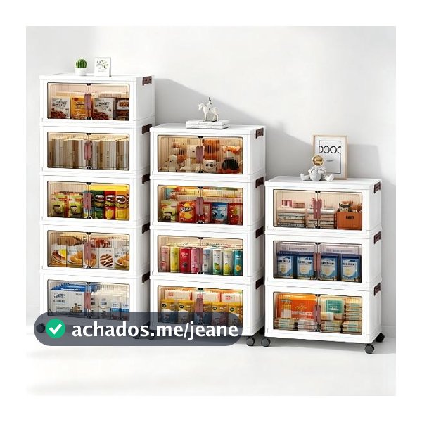 Armário Caixa Organizadora Dobrável com Rodinhas Empilhável Transparente 45cm 50cm 2/3/4/5 Andares Multiuso