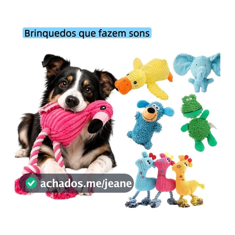 Brinquedo de Pelúcia  Estridente para Cães e Gatos - Resistente à Mordida com Som para Limpeza Dental e Diversão