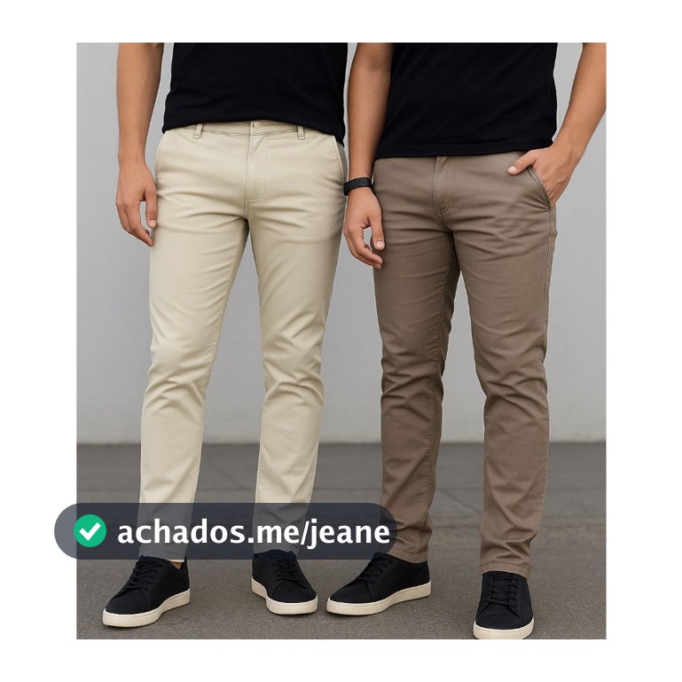 KIT 2 Calças SARJA Slim Sport Fino Lycra Social Masculina