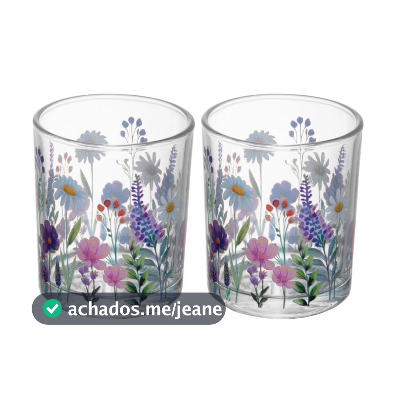 Conjunto 2 Porta Velas Wolff Aroma de Jardim 7cm x 6cm Vidro