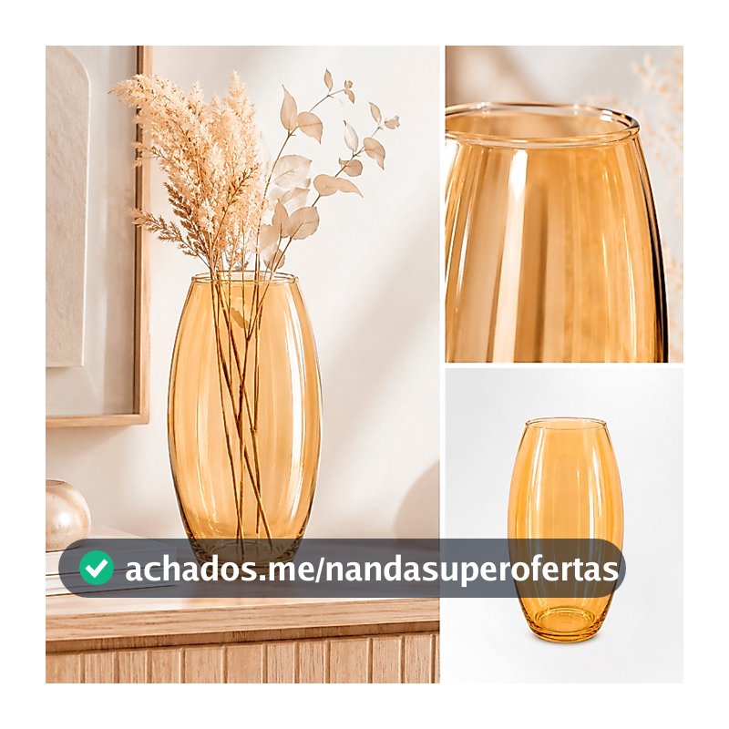 Vaso Decorativo Romeu Âmbar em Vidro Transparente Elegância para Sua Decoração