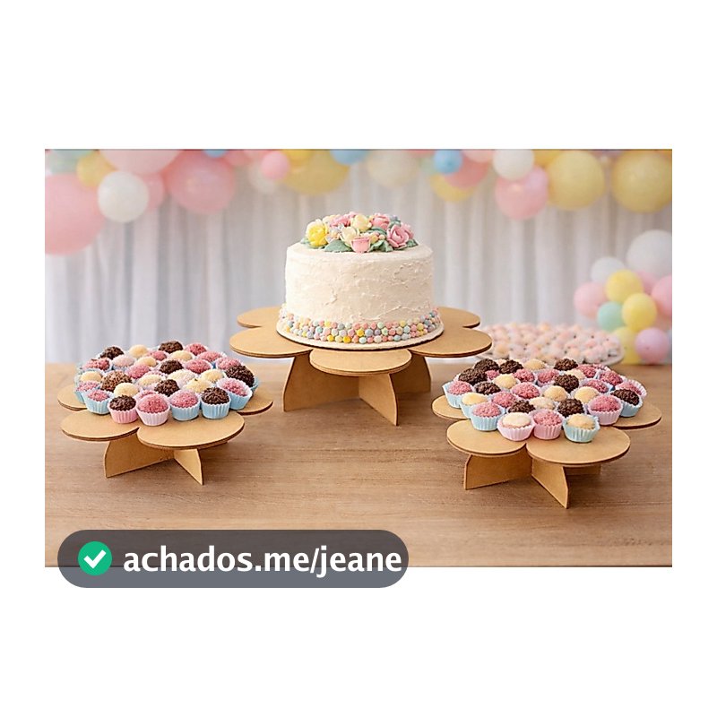 Kit Boleira Decoração de Festa Mdf Base para Bolo Flor
