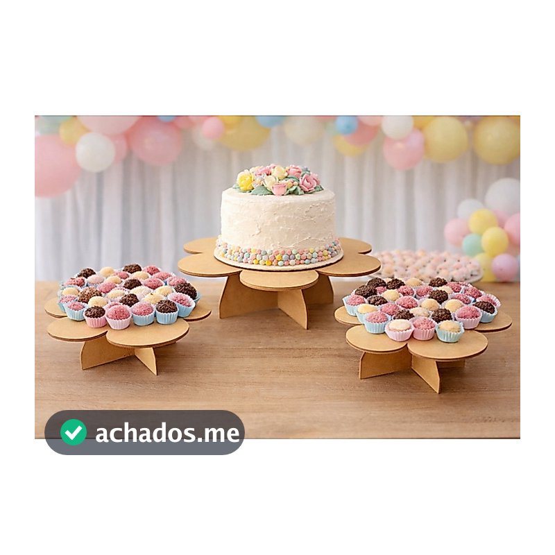 Kit Boleira Decoração de Festa Mdf Base para Bolo Flor