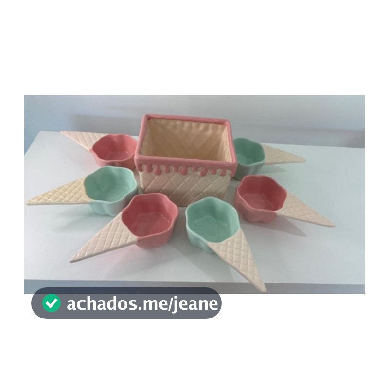 Jogo para Sobremesa Pote para  Sorvete Cerâmica 7 peças