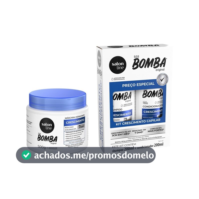 Crescimento Capilar S.O.S Bomba 200ml + Máscara de Hidratação 500g Salon Line