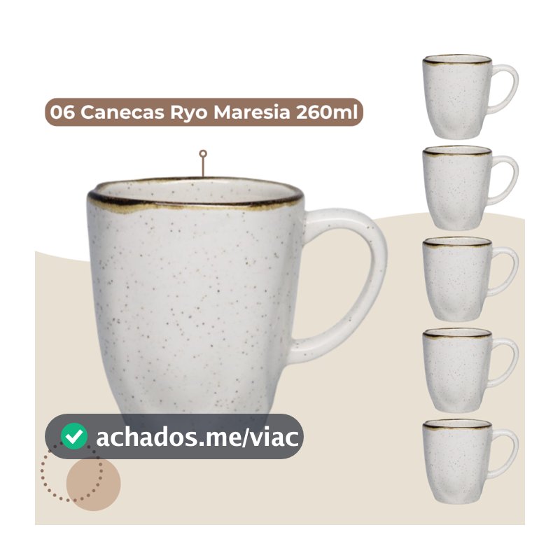 Jogo 6 Canecas Café Chá Ryo Maresia 260ml Oxford Porcelanas